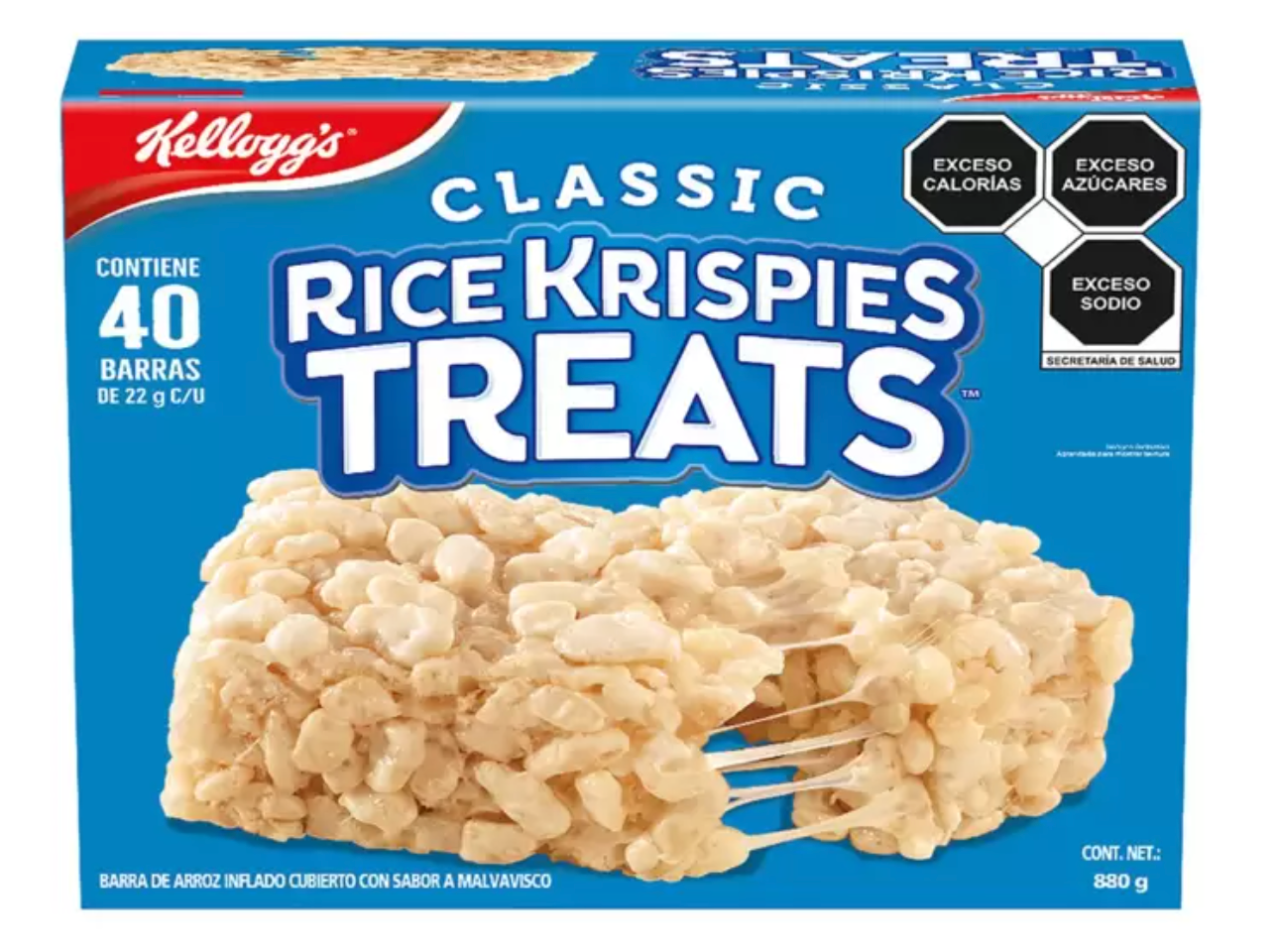 KELLOGG´S BARRAS DE ARROZ INFLADO RICE KRISPIES 40 PZAS DE 22 G.