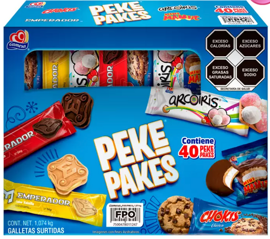GAMESA SURTIDO DE GALLETAS PEKE PAKES 40 PZAS