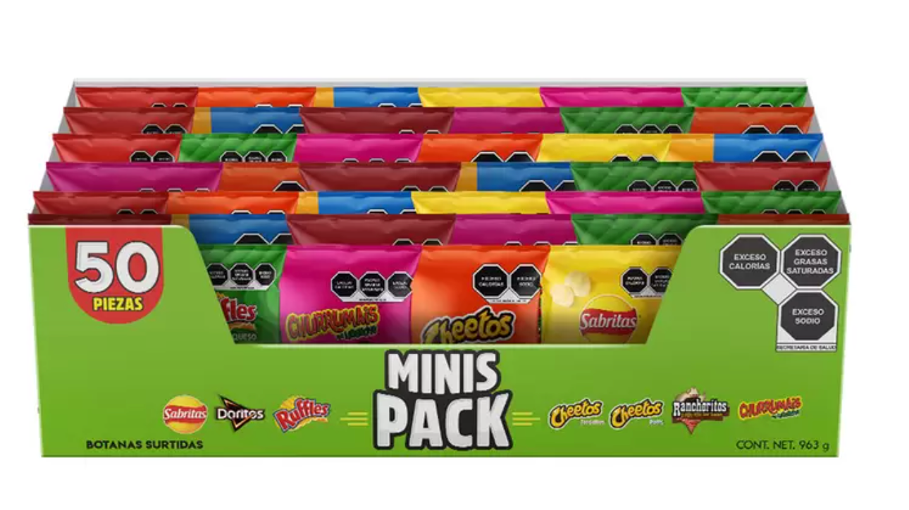 SABRITAS PAPAS SURTIDAS MINIS 50 PIEZAS